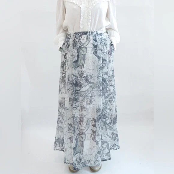 NWT Raquel Allegra Maxi Zodiac Print Skirt Sz 2